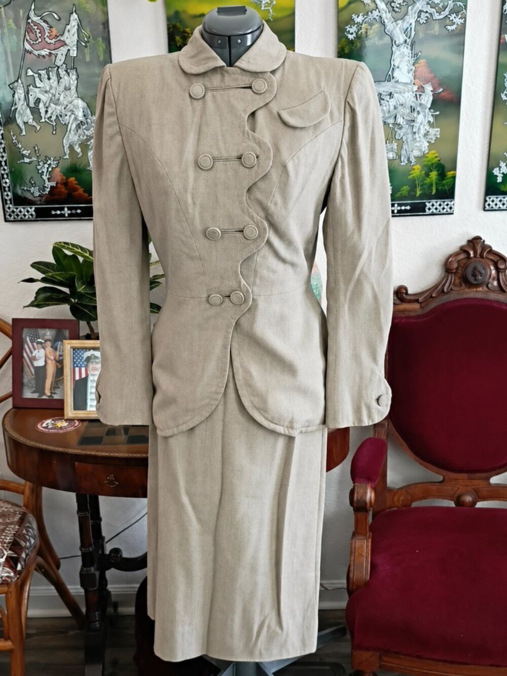 ✨ 1950s Lilli Ann of San Francisco Sculptural Wool Suit • Rare Vintage Tailoring - Picture 2 of 9